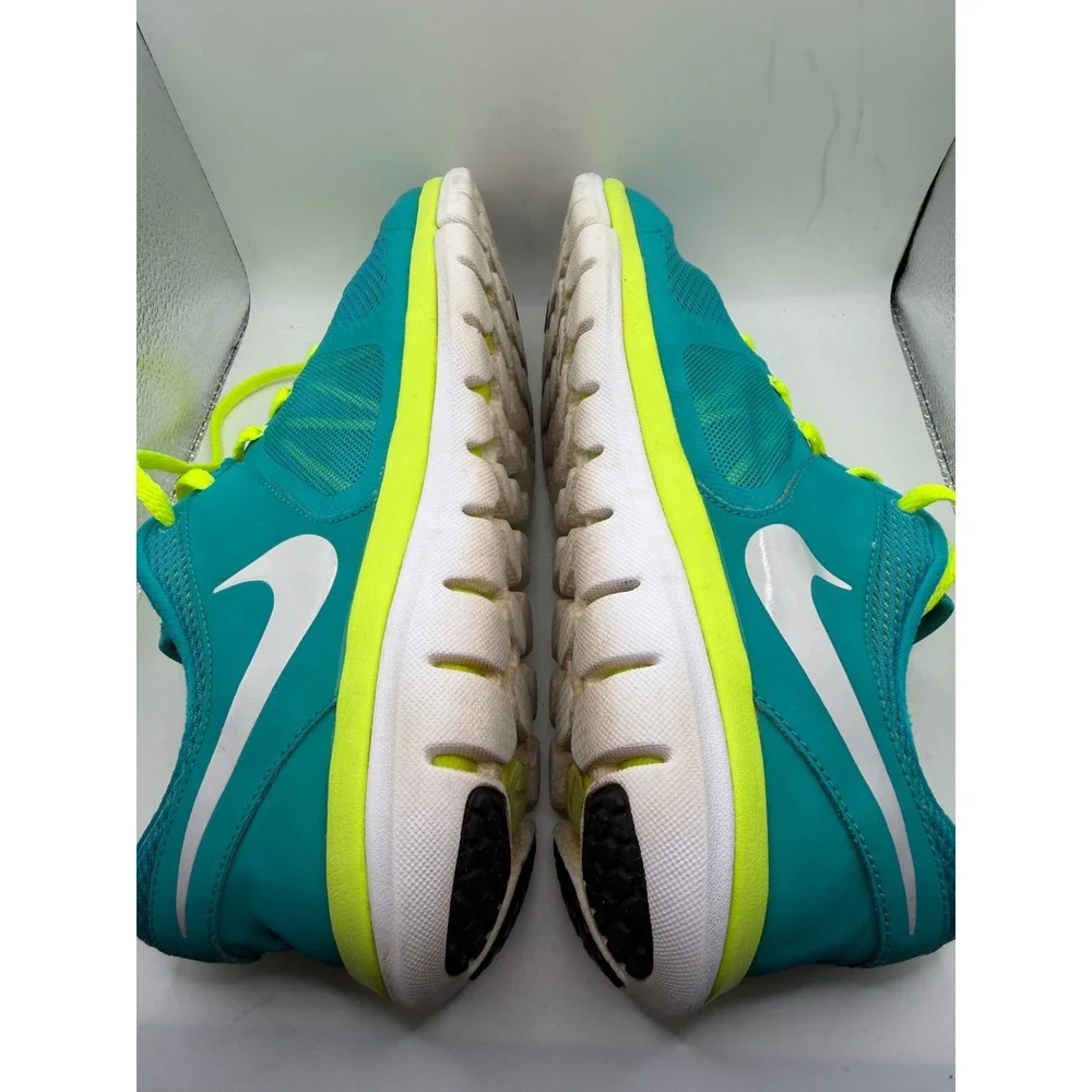 Nike Flex 2014 Run Teal Neon Yellow Running Shoes 642767-300 Womens 9.5